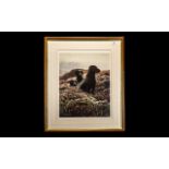 Signed Limited Edition Print of Three Black Labradors amongst Heather 'Return of the Three