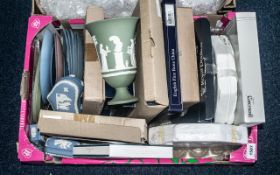 A Good Box of Assorted Pottery to include Wedgwood, Caverswall, Royal Doulton, etc.