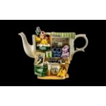 Cardew Design Novelty Teapot 'Shoe Market Stall' by Paul Cardew, hand made hand painted pottery