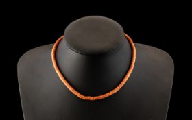 Early 20th Century Pink Coral Necklace / Choker. 14 Inches In length. Please See Photo.