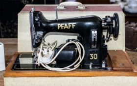 Pfaff 30 Vintage Electric Sewing Machine complete with carrying case, leads and foot pedal. Sturdy