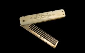 Victorian Ivory Comb with folding action