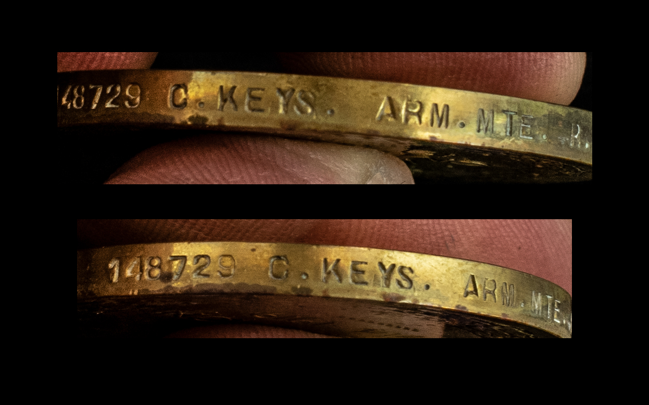 WW1 Medal Trio Bar 1914-15 Star, British War Medal & Victory Medal, All Awarded To 148729 G KEYS ARM - Bild 3 aus 3