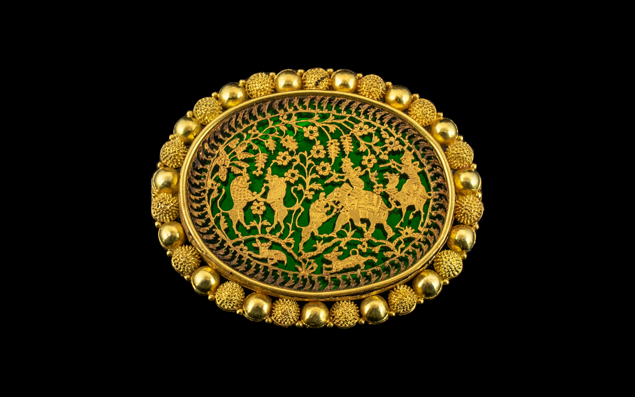 Extremely Fine And Impressive Indian Thewa High Carat Gold Antique Suite Of Marriage Jewellery, From - Image 2 of 3