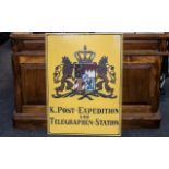 Vintage German Enamel Sign, 'K. Post Expedition Und Telegraphen- Station', 32 inches (80cms) x 22