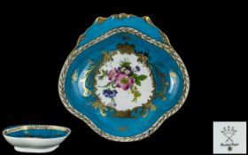 Serves Style Porcelain Shaped Bowl Decorated with Flowers to the Centre and Highlighted In Gilt