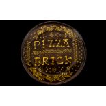 Large Vintage Italian Pizza Plate, large stoneware plate or tray with the words 'Pizza Brick' on;