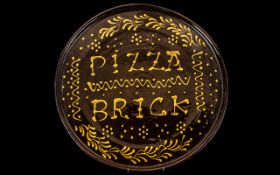 Large Vintage Italian Pizza Plate, large stoneware plate or tray with the words 'Pizza Brick' on;