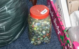 Large Tub of Assorted Marbles, all colours and styles.