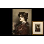 A Hand Coloured Etching of a Spanish Lady engraved by John Miller and signed by Fildes 1902.