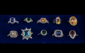 Good Collection of Solid Silver Rings & Different Coloured Stones. All Stamped 925 for Silver. All