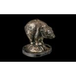 Antique Table Top Lighter In The Shape of a Performing Bear, rare Victorian novelty in cast silver