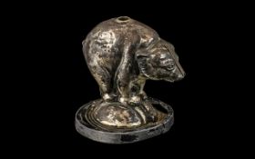 Antique Table Top Lighter In The Shape of a Performing Bear, rare Victorian novelty in cast silver