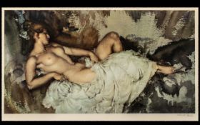 William Russel Flint 1880 - 1969 Artist Signed Ltd Edition Coloured Lithograph ' Reclining Female