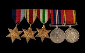 WW2 Named Group Of Five Medals On Bar To Include The 1939-1945 Star, The Africa Star, The Italy