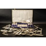 Boxed Set of EPNS Fish Cutlery with a quantity of flatware.