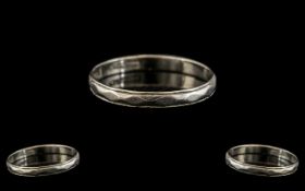 Platinum Wedding Band. Marked Platiinum to Interior of Shank. Ring Size S ( Large ) 2.1 grams.