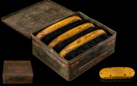 Antique Advertising Shoe Brush Box and Brushes, labelled 'Co-Operative Wholesale Society Ltd.,