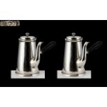 George V - A Superb Pair of Sterling Silver Chocolate Pots of Wonderful Proportions and