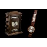 Edwardian Oak Cased Perpetual Calendar measures width 12.5 cm, height 18 cm, depth 8 cm. Together