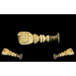 Antique Period - Nice Quality Carved Ivory and Brass Wax Seal In the Form of a Clenched Fist. c.