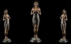 Large and Impressive 20th Century Bronzed Figure of a Seductive Lady in a provocative pose; signed