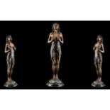 Large and Impressive 20th Century Bronzed Figure of a Seductive Lady in a provocative pose; signed