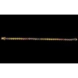 Gold on Silver Tutti-Fruity Coloured Stone Tennis Bracelet. Top Quality Multi Coloured Stone Set