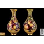 Durley Fine Porcelain - Superb Pair of Large Hand Painted Bulbous Shaped Fruit Vases, Each Vase