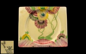 Clarice Cliff Art Deco Hand Painted Plate / Dish ' Biarritz ' ' Pink Pearls ' Design - Bizarre