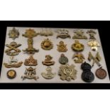 Collection Of 24 Military Cap Badges Regiments Include Worcestershire, Cambridgeshire,
