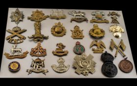 Collection Of 24 Military Cap Badges Regiments Include Worcestershire, Cambridgeshire,