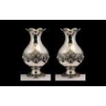 Portuguese Superb Quality Pair of Impressive Silver Bulbous Shaped Vases with Excellent High