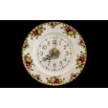Royal Albert 'Old Country Roses' Wall Clock, plate 10 inches (25cms) in diameter