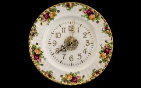 Royal Albert 'Old Country Roses' Wall Clock, plate 10 inches (25cms) in diameter