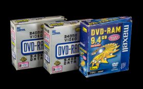 Maxwell DVD -Ram Double Sided Discs 240 Min Video, High Capacity. 3 Boxes of 5 Discs ( 15 ) In