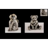 A Pair of Novelty Sterling Silver Vesta Cases In the Form of a Teddy Bear and Large Dog. Both Marked