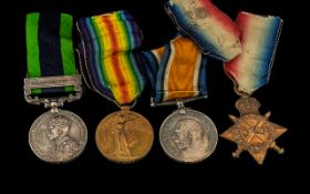 WW1 And Indian Campaign Group Of Four Medals + Associated Paperwork 1914-15 Star, War Medal, Victory