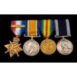 WW1 Medal Group Of Four With Bar 1914 Star With 5th Aug 22nd Nov Clasp, British War Medal &