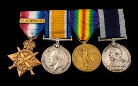 WW1 Medal Group Of Four With Bar 1914 Star With 5th Aug 22nd Nov Clasp, British War Medal &