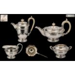 Walker & Hall Superb Quality Sterling Silver 5 Piece Tea Service of Excellent Design / Form, Heavy