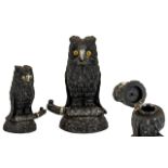 Victorian Irish Inkwell in Form of Owl. Mid to early 19th century Owl inkwell, made from bog wood