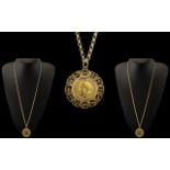 9ct Gold Belcher Chain with Attached Pendant and 22ct Gold Full Sovereign - For George V - Dated