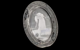 A Waterford Crystal Mounded Photo Frame of oval form decorated with frosted flowers. Velvet back