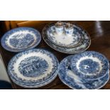 Collection of Blue & White China, comprising 3 x Chatsworth Platters measuring 14'', 12'' and 10''