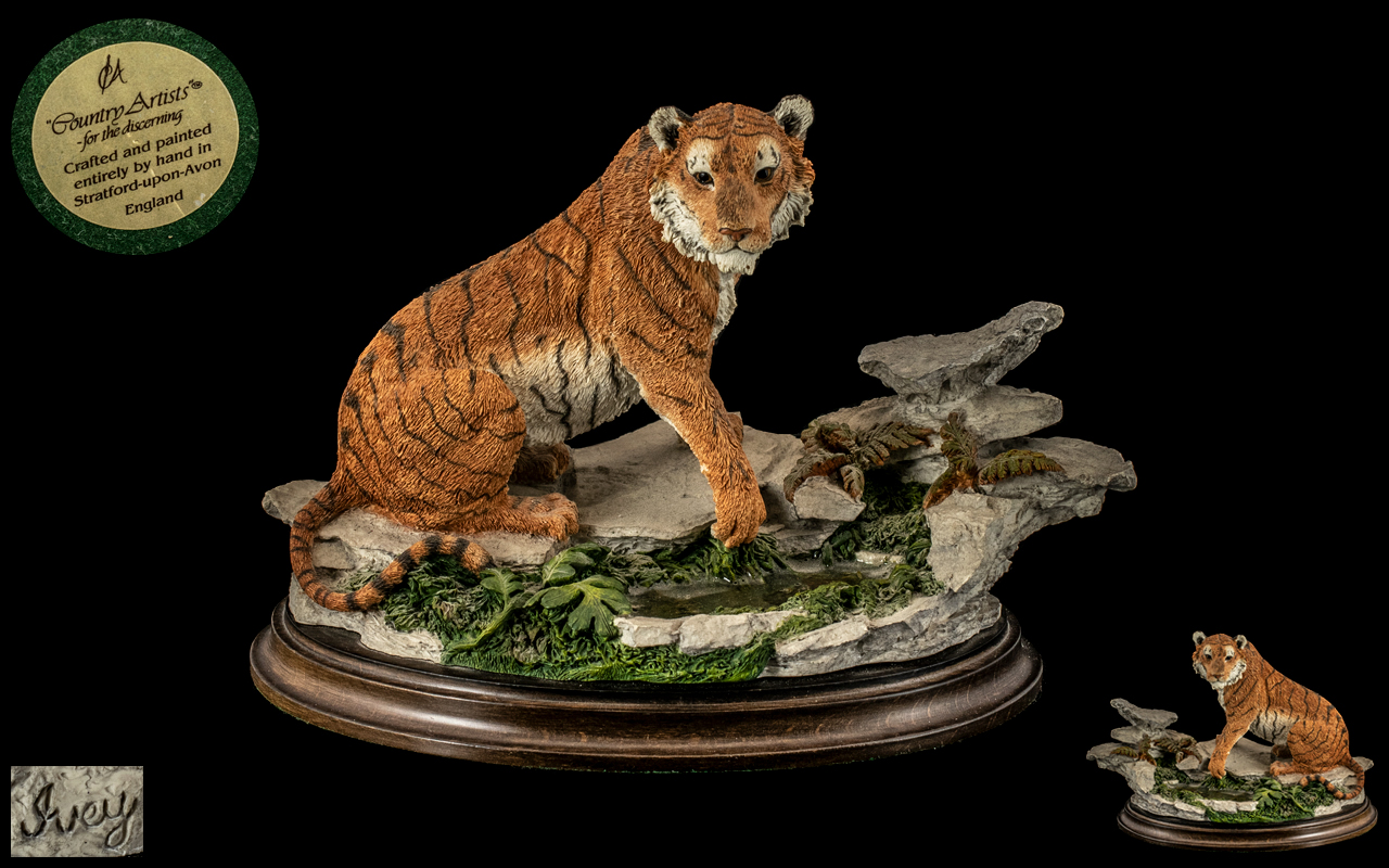 Country Artist Handmade Sculpture / Figure ' Natures Trail Tiger ' Model No CA748. Raised on a