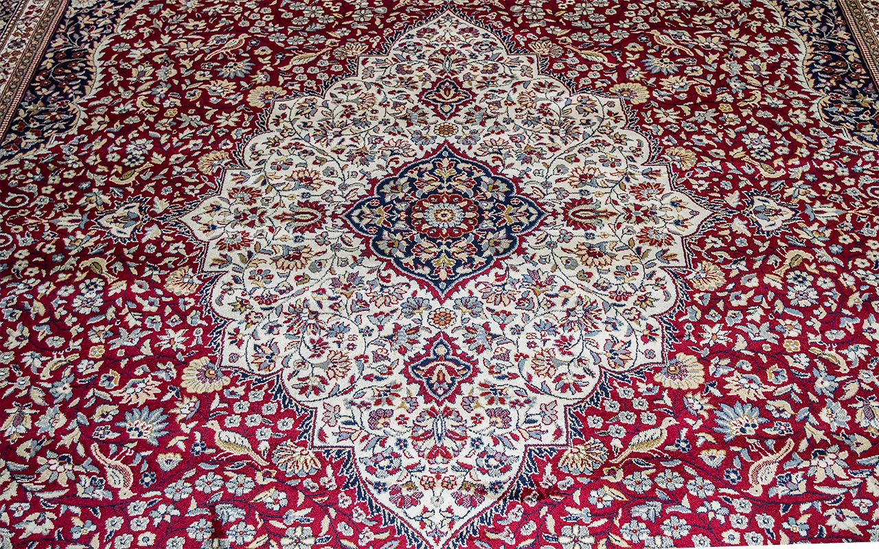 A Genuine Cashmere Large Red Ground Marrakech Carpet/Rug. As new condition. Measures 2.40 by 3.30 - Image 2 of 2