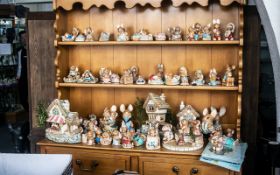 Huge Collection of Pendelfin Figures, 80 in total, including cottages, fruit shop, figures of