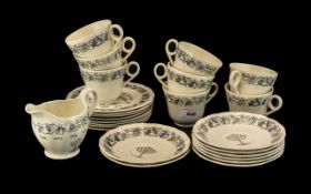 Royal Cauldon Passover Ware Black Litho circa 1950s, comprising tea set for 8 cup/saucer/side plate,