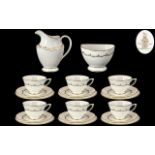 Royal Doulton 'Rondo' Tea Service comprising milk jug, sugar bowl, six cups, six saucers and six